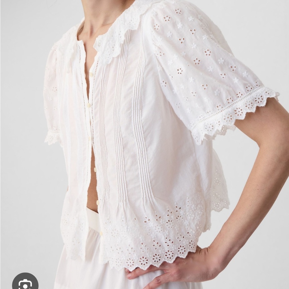 GAP x Doen White Eyelet Lace Blouse